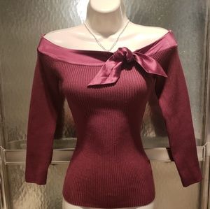 Bebe Ribbed Silk Tie Off The Shoulder Top Sz. S